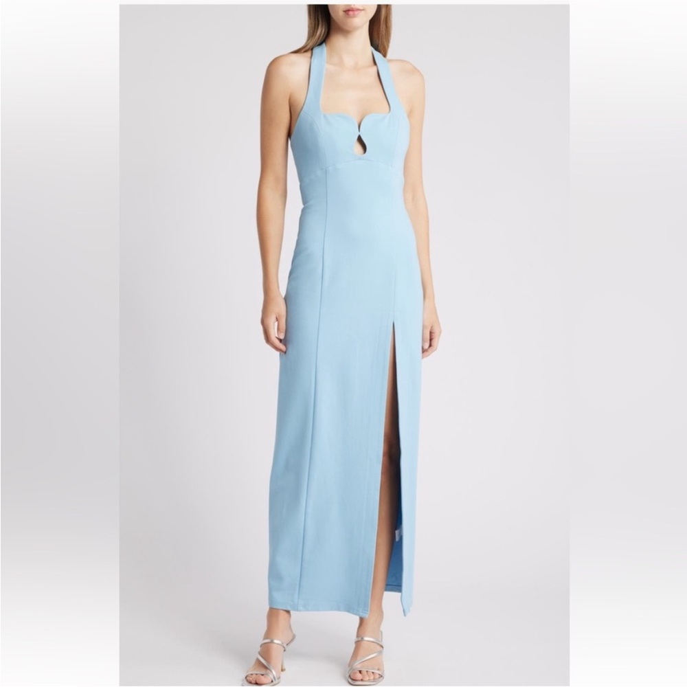 Elliatt Light Blue Halter Maxi Dress